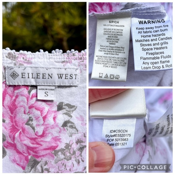 2021 Eileen West Floral Ruffle Nightgown Lace & Ribbon Trim Coquette Cottagecore - Picture 3 of 16